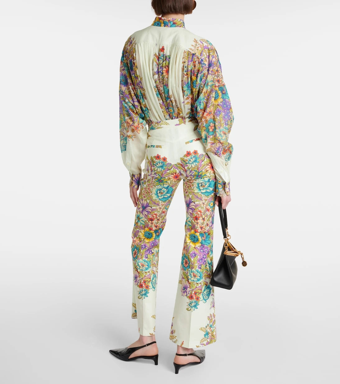 Etro - Floral cotton-blend flared pants