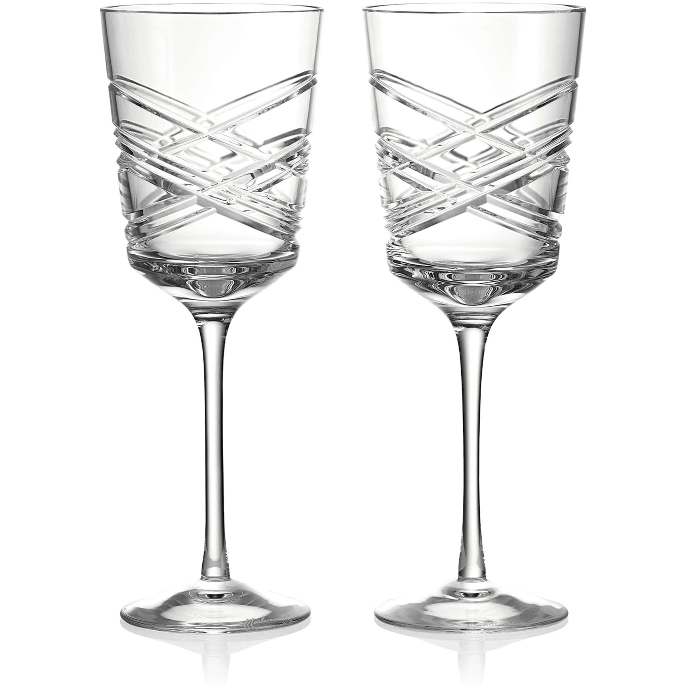 Set of 2 Crystal Aran White Wine Glasses (300ml)
