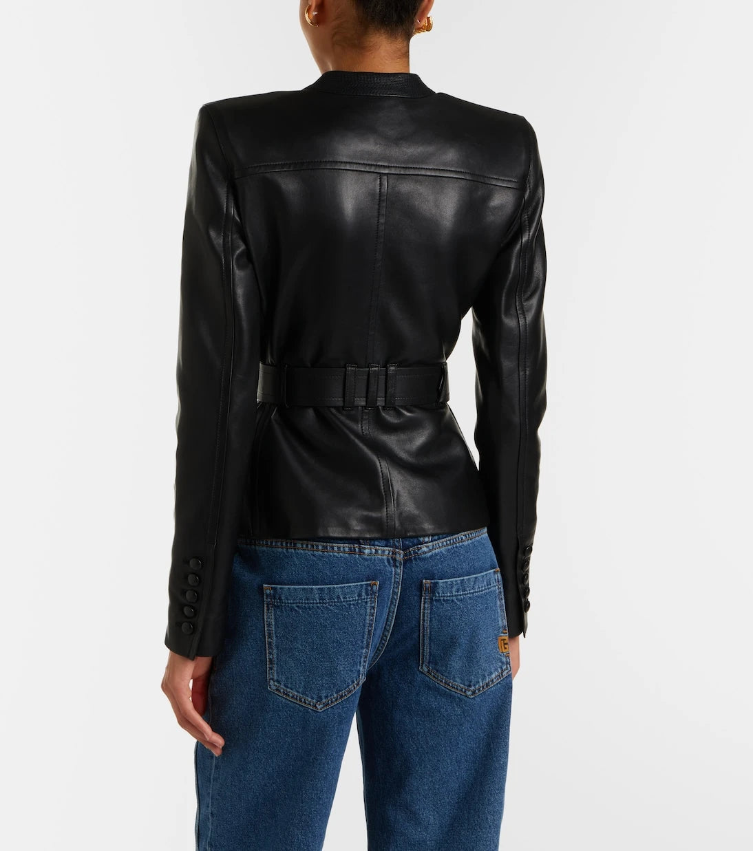 Balmain - Belted leather jacket