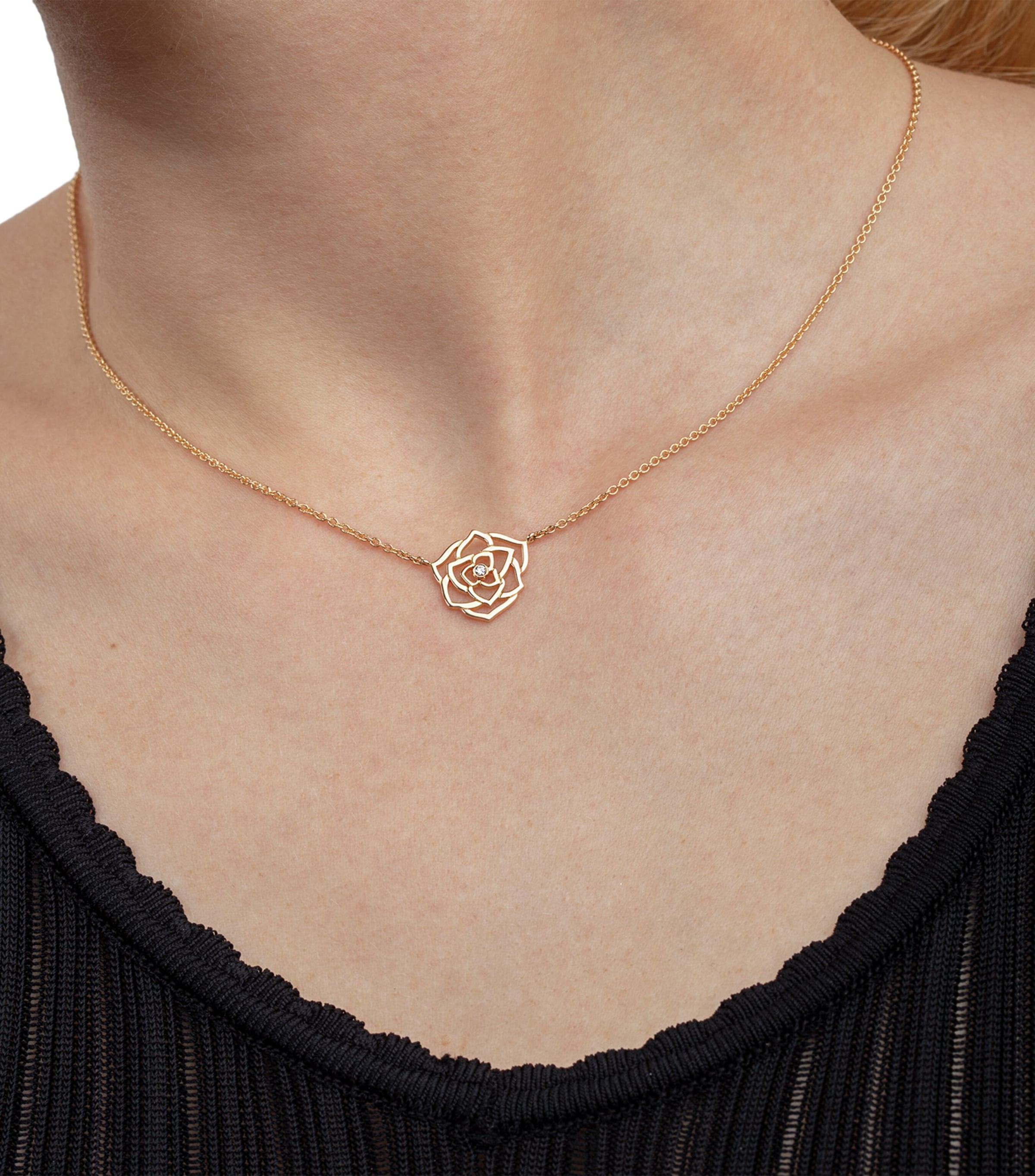 Piaget Rose Gold and Diamond Rose Pendant Necklace