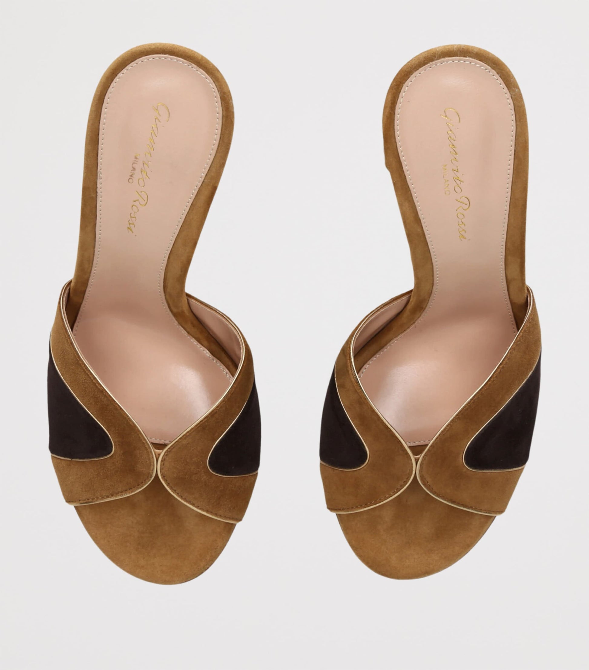 Gianvito Rossi Beige Suede Heeled Mules 95