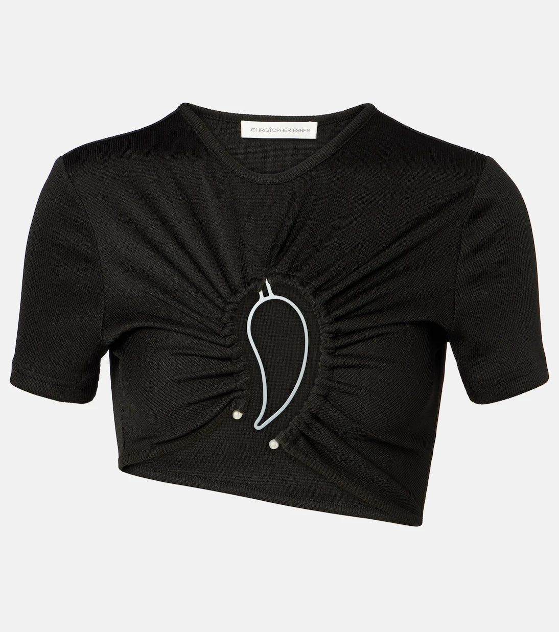 Christopher Esber - Paisley cropped gathered T-shirt