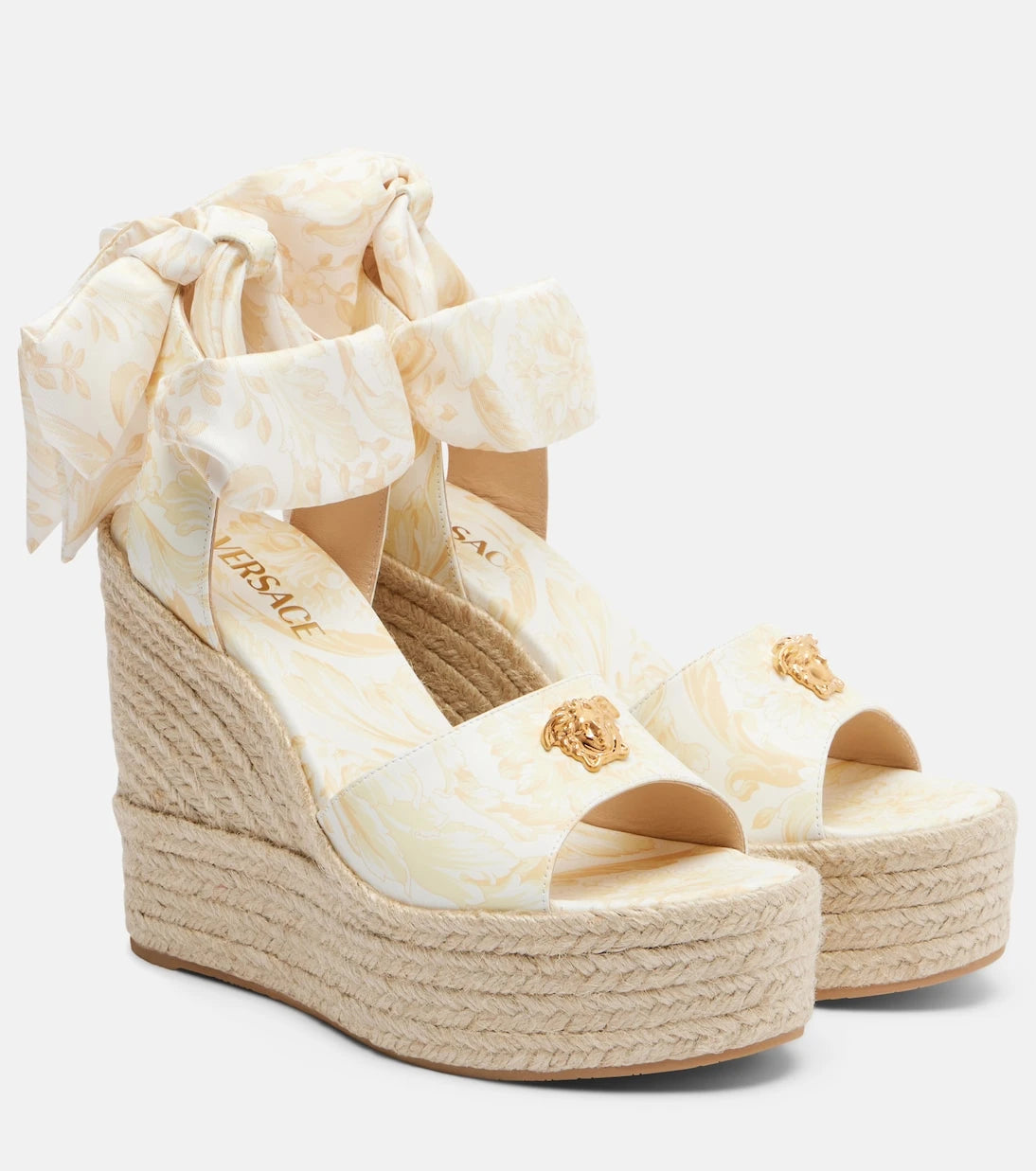 Versace - 120 leather platform espadrille wedges