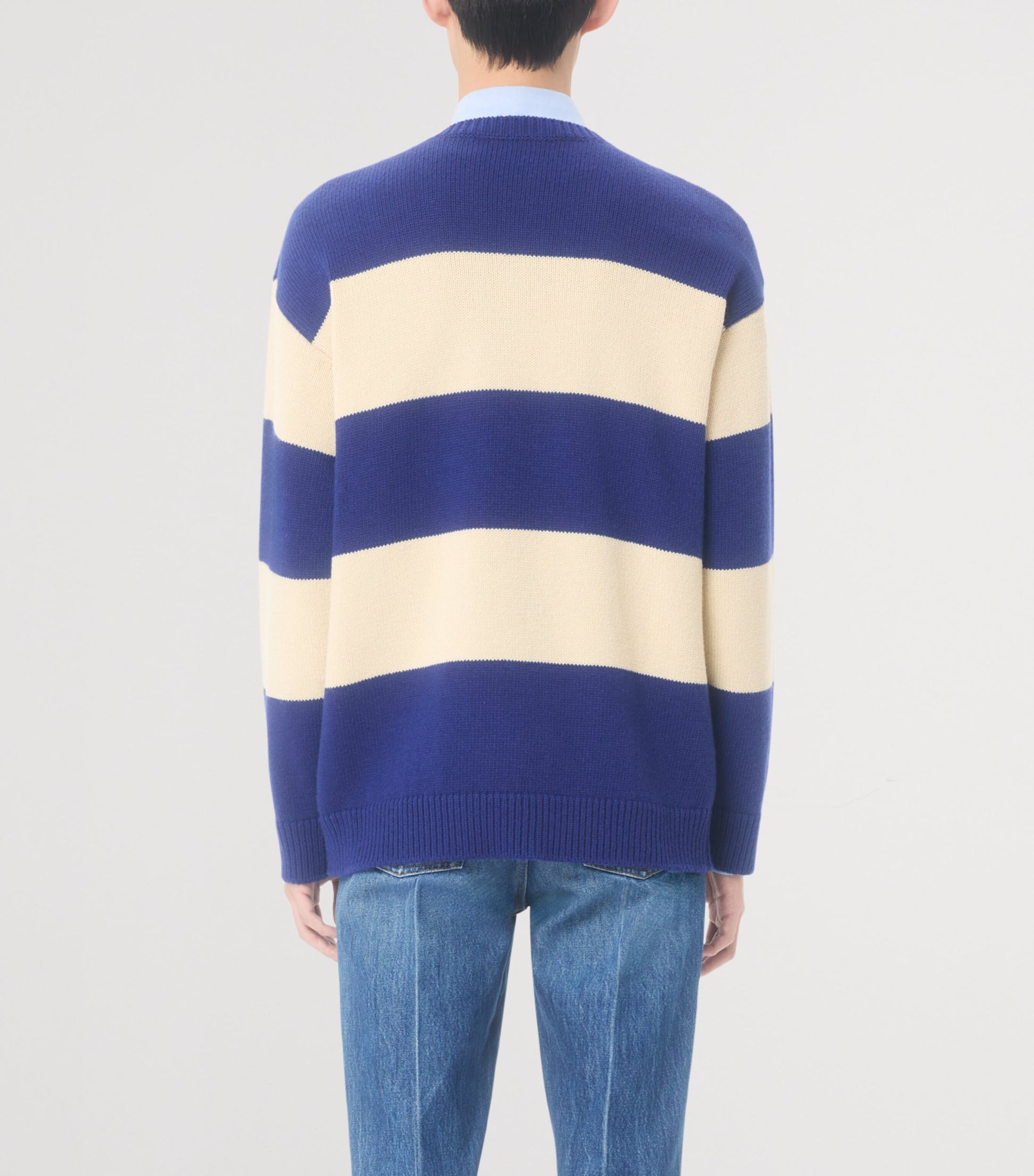 Valentino Garavani Blue Virgin Wool Panther Sweater