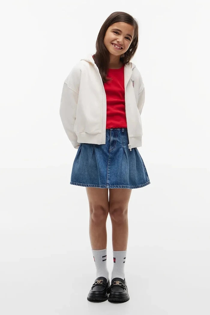 Tommy Hilfiger pamuklu fermuarlı kapüşonlu çocuk sweatshirt