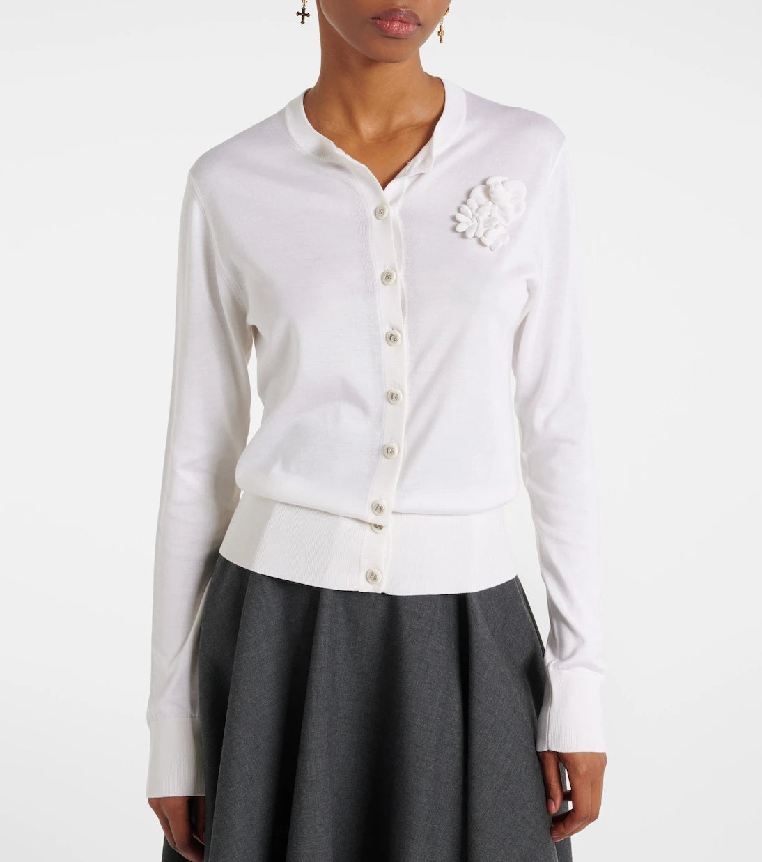 Dolce&Gabbana - Floral-appliqué silk cardigan