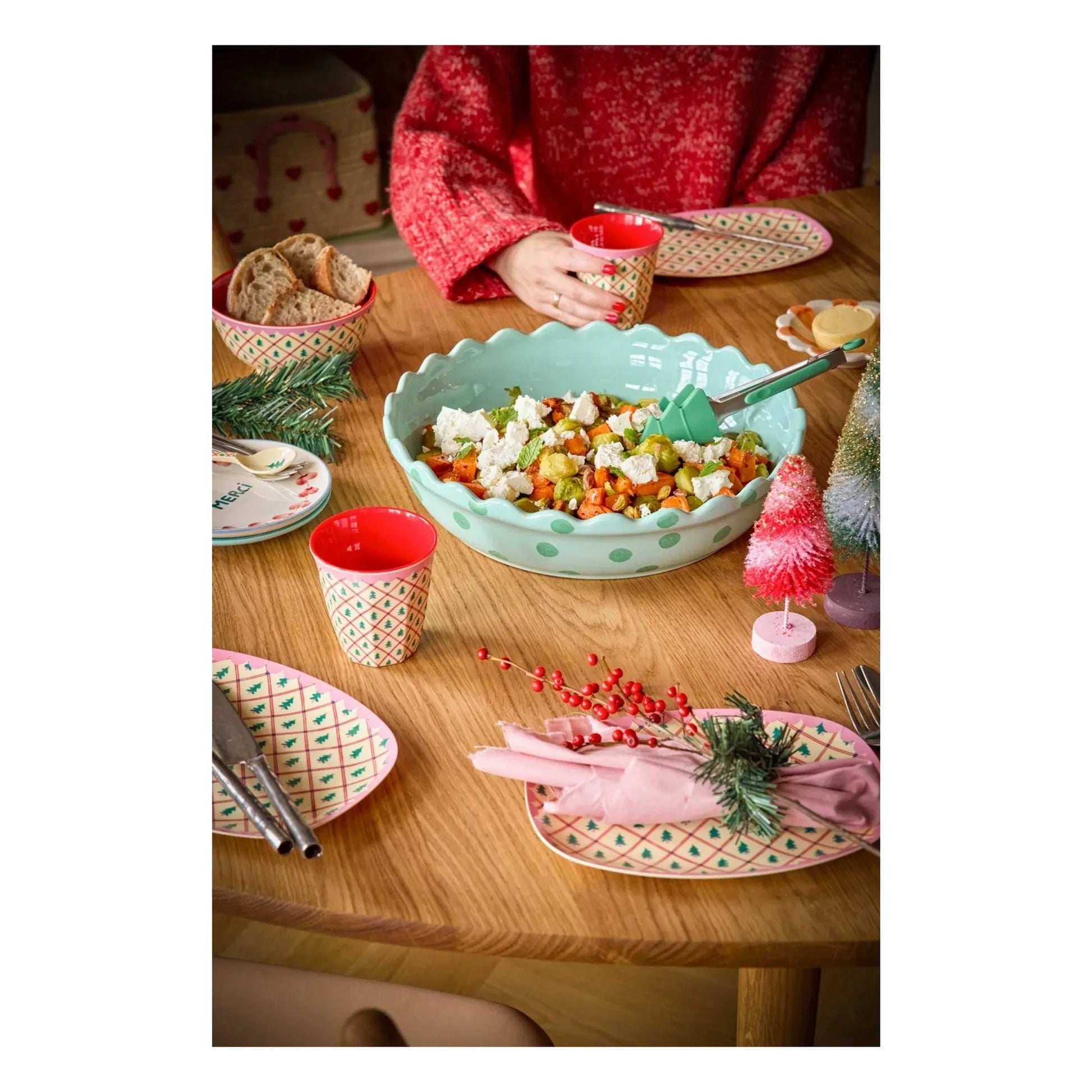 Rice - Melamine dessert plate Fir trees | Cream