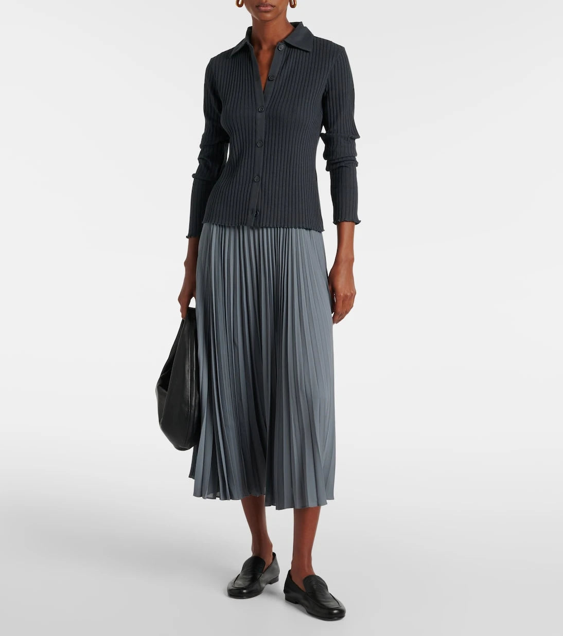Vince - Ribbed-knit cotton-blend polo pullover