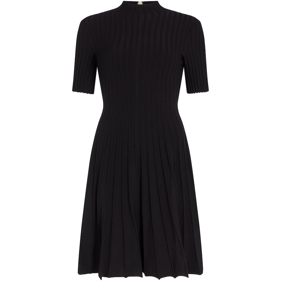 Maje Black Ribbed Cut-Out Mini Dress