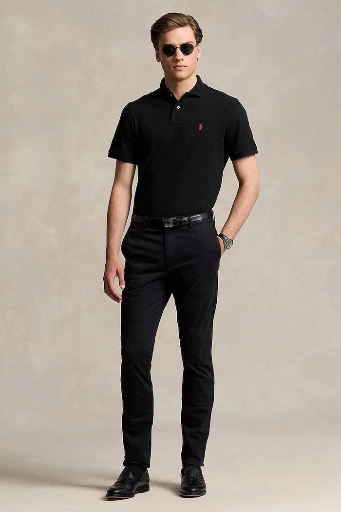 Памучна тениска с яка Polo Ralph Lauren BASIC MESH