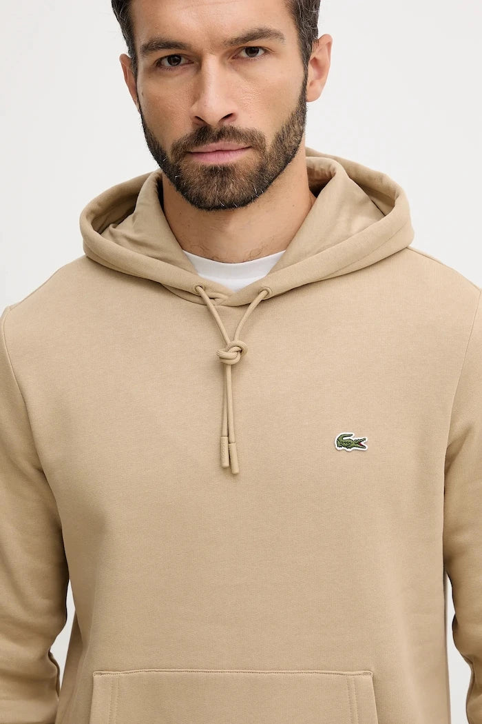 Pamuklu kapüşonlu Lacoste sweatshirt