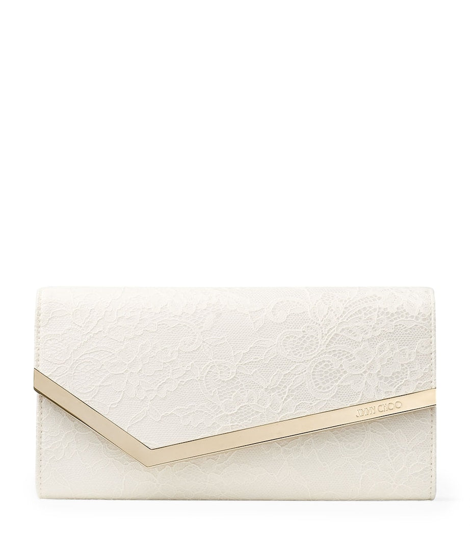 Jimmy Choo Ivory Lace Emmie Clutch Bag