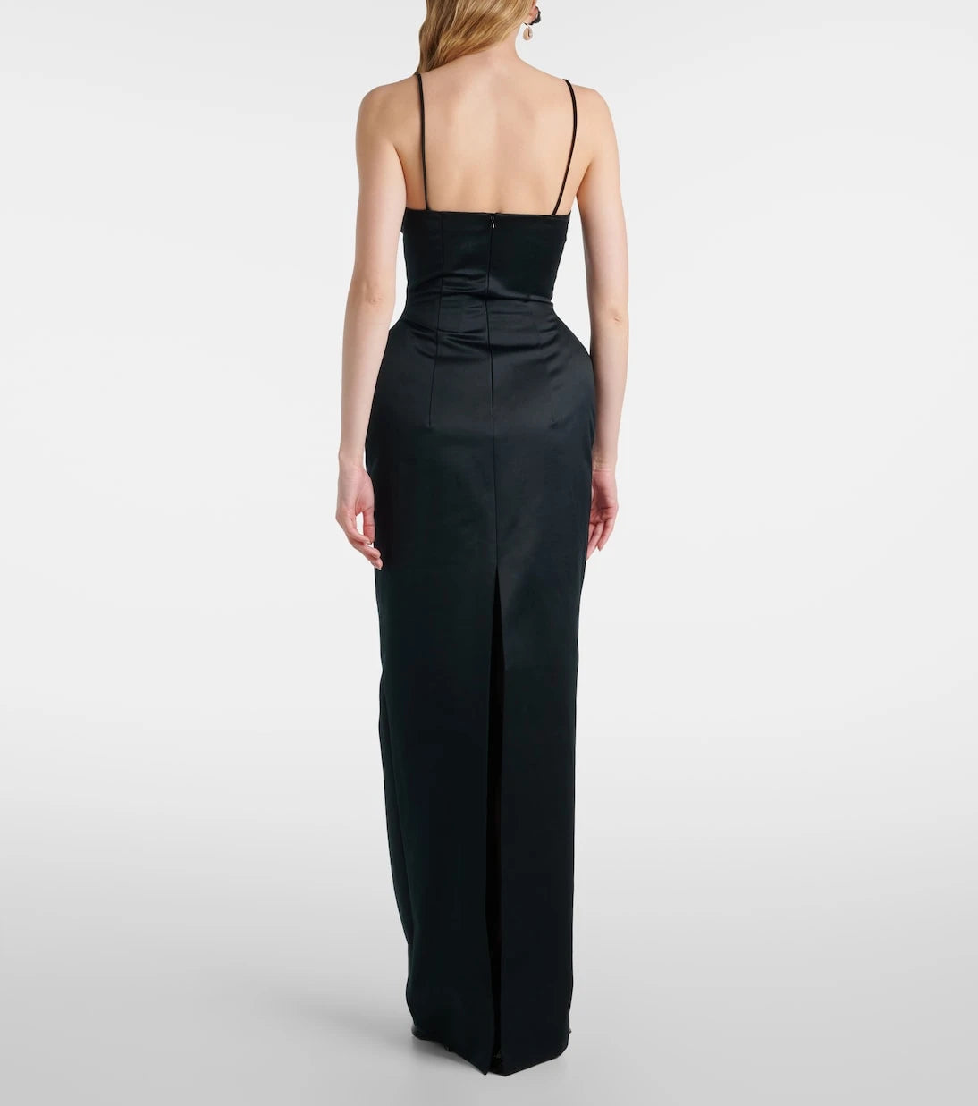 Magda Butrym - Crochet-trimmed satin bustier gown