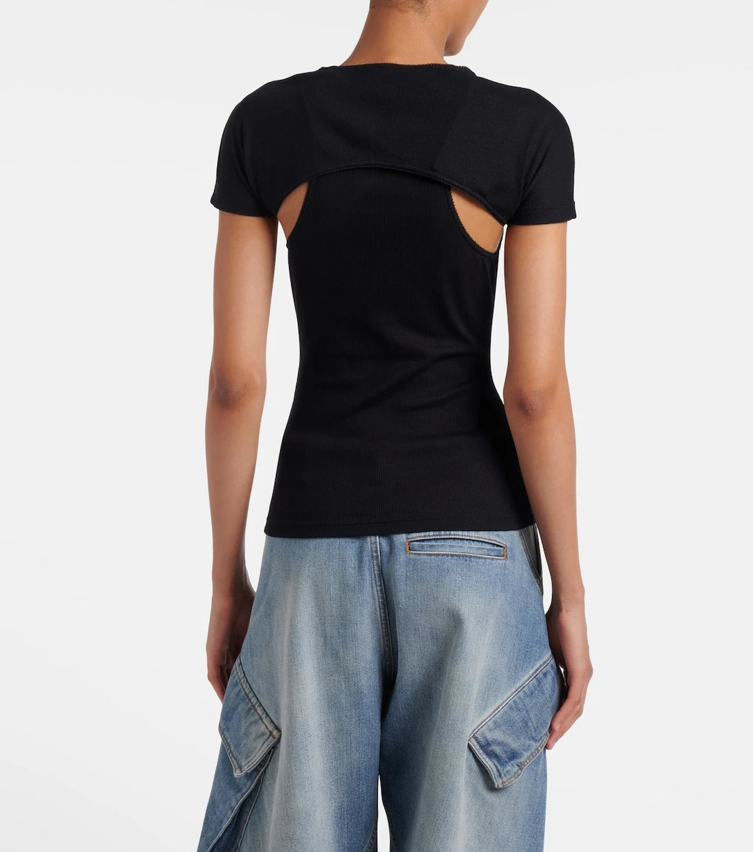 Alaïa - Layered ribbed-knit jersey top
