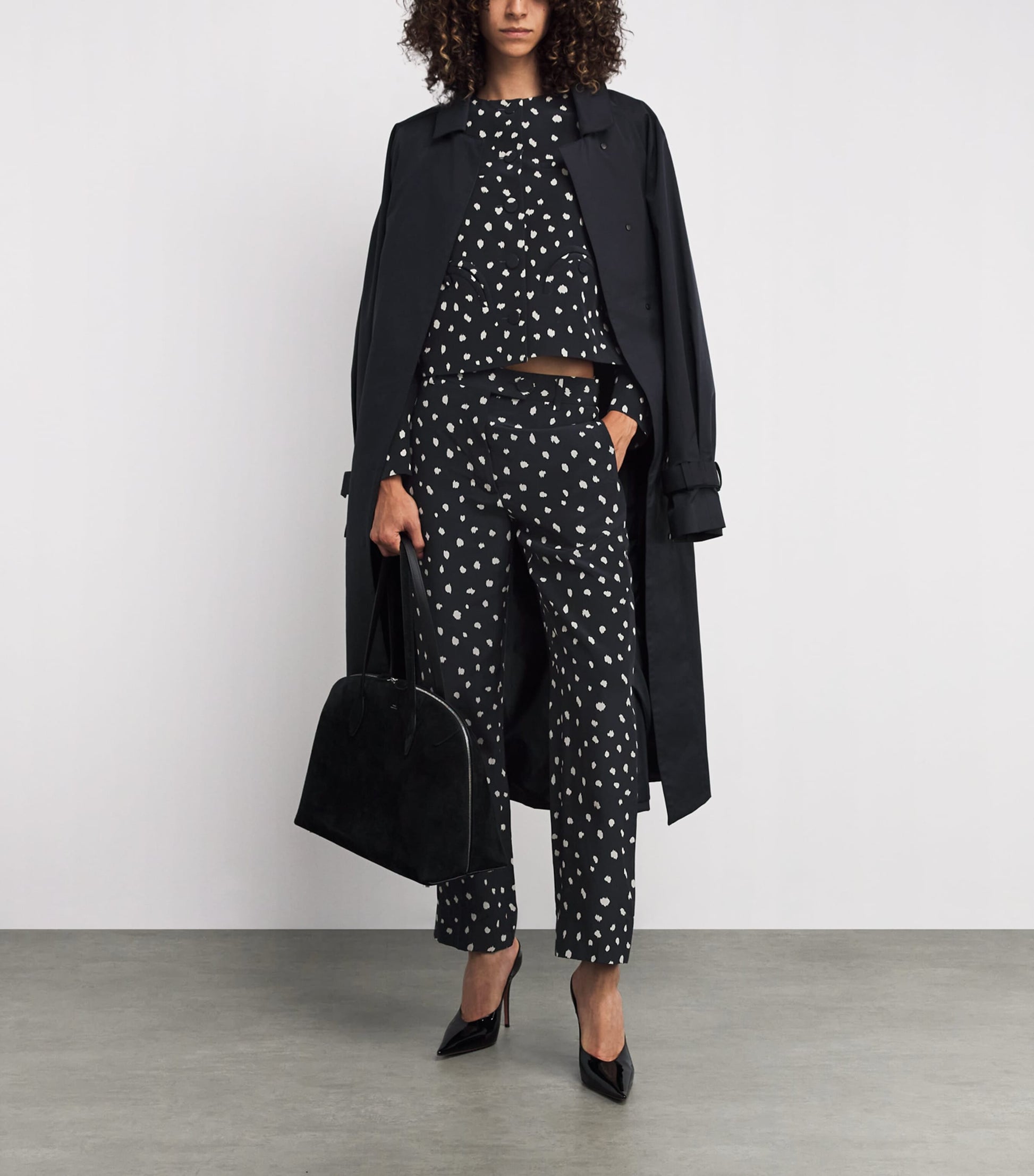 Blazé Milano Navy Silk Polka-Dot Mariquita Straight Trousers