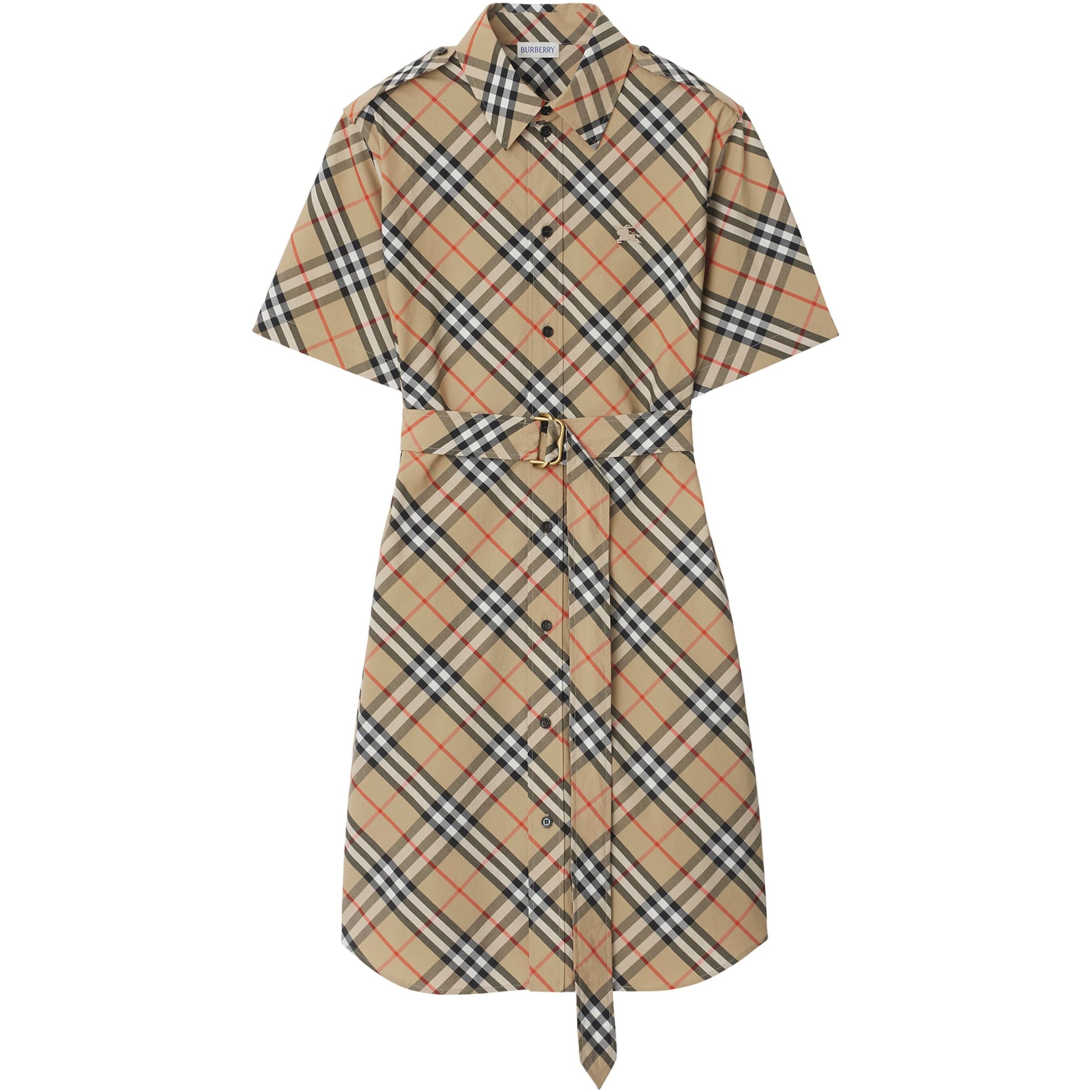 Burberry Beige Cotton Check Mini Shirt Dress