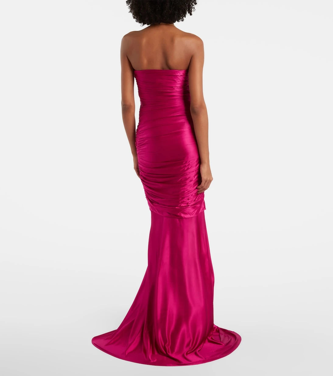 Balmain - Draped ruffled satin bustier gown