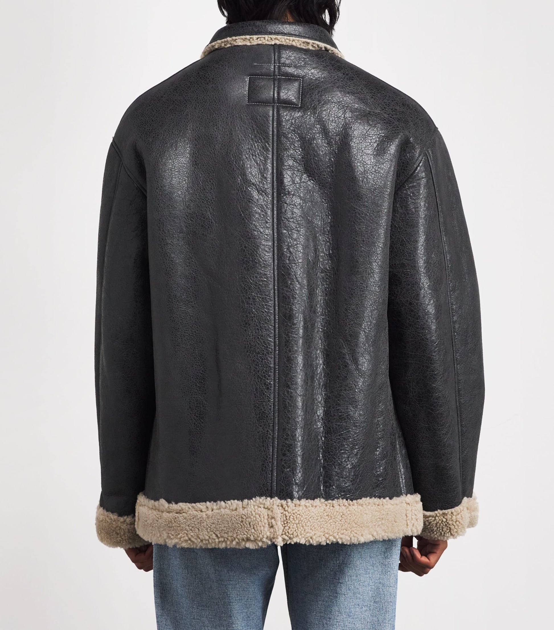 MM6 Maison Margiela Beige Leather Shearling Reversible Jacket