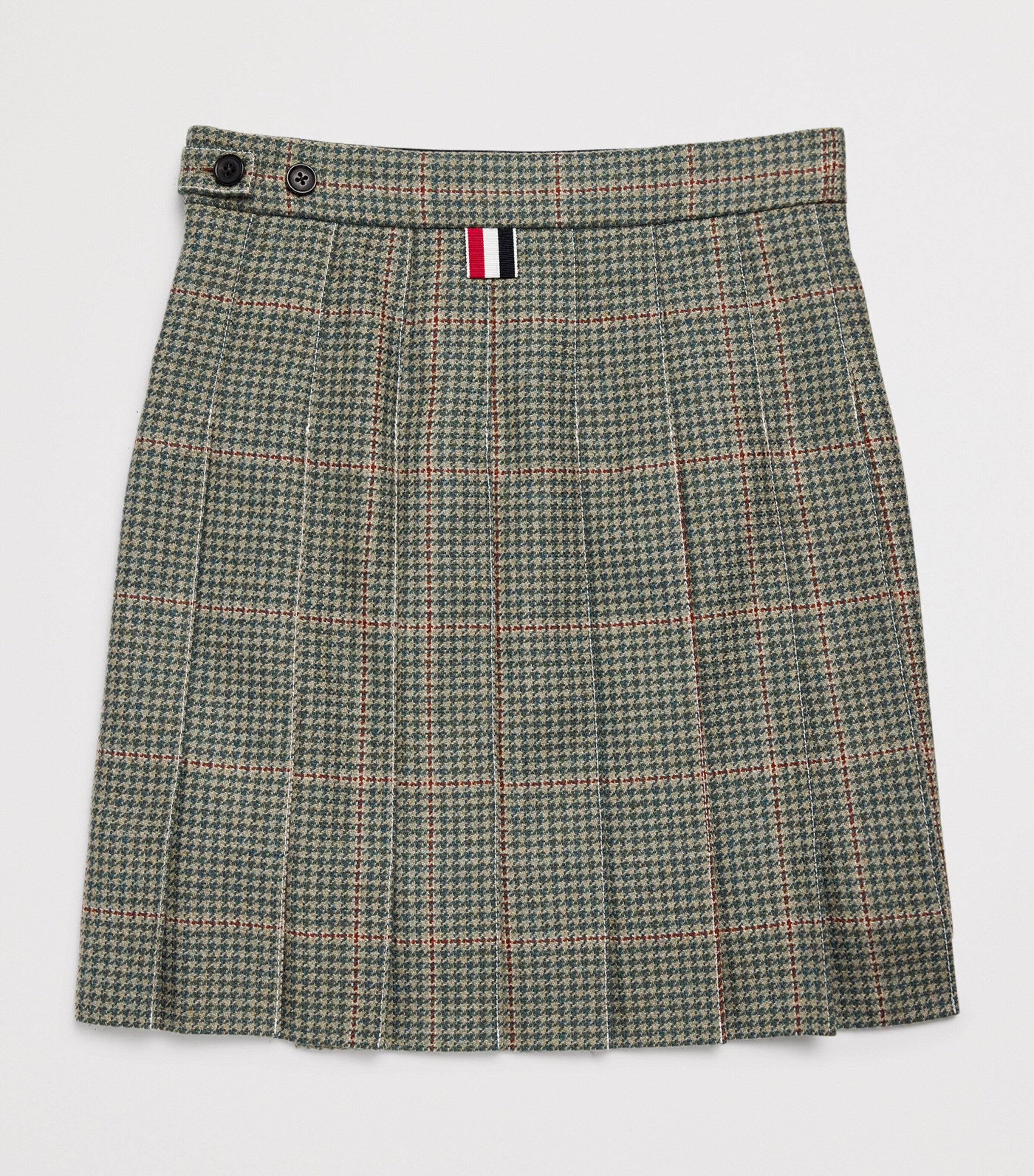 Thom Browne Kids Tweed Herringbone Pleated Skirt (2-12 Years)