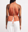 Maje Brown Pleated Halterneck Top