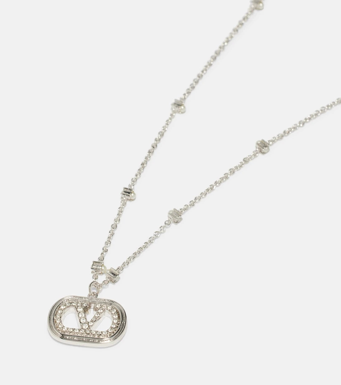 Valentino - Ovalette VLogo embellished necklace
