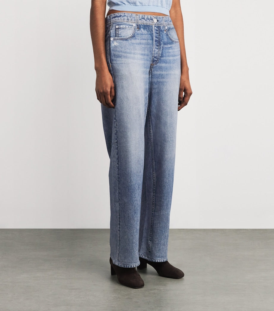 Rag & Bone Blue Miramar Low-Rise Wide-Leg Jeans