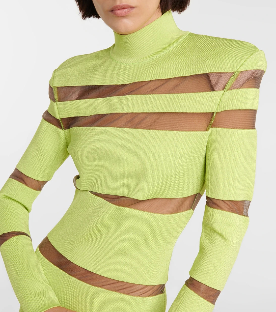 Balmain - Turtleneck mesh-paneled minidress
