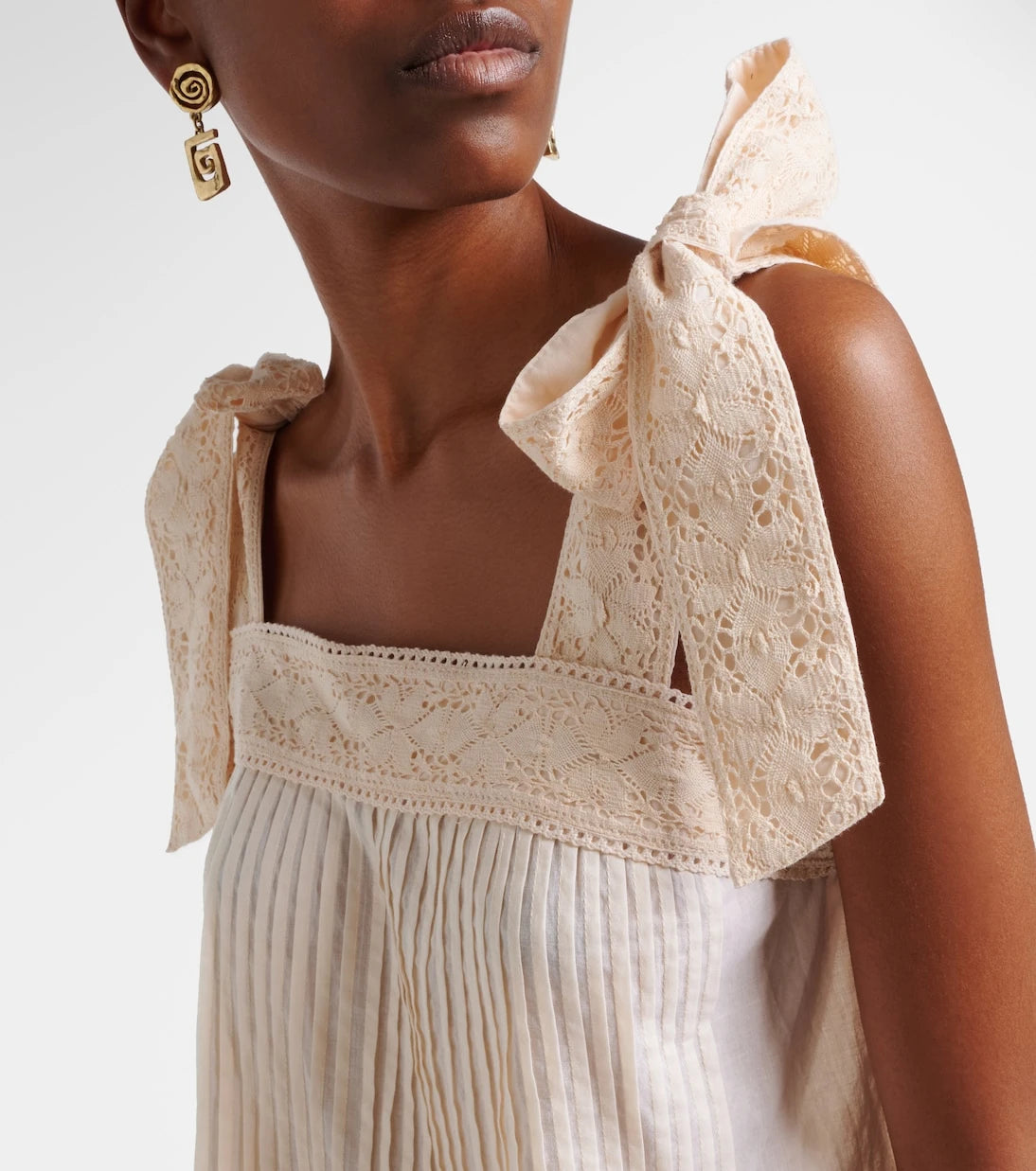 Juliet Dunn - Lace-trimmed cotton top