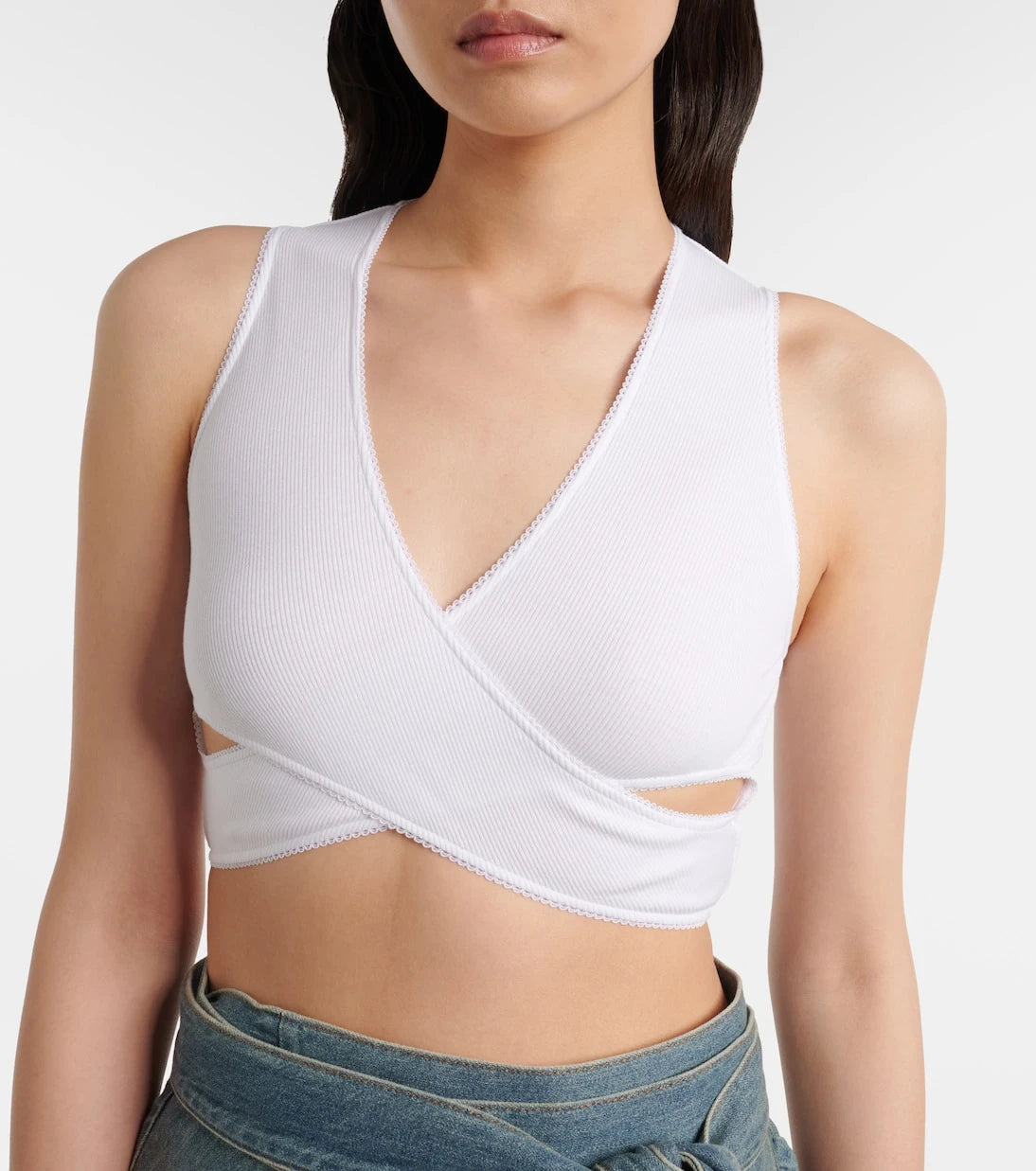 Alaïa - Ribbed-knit jersey crop top