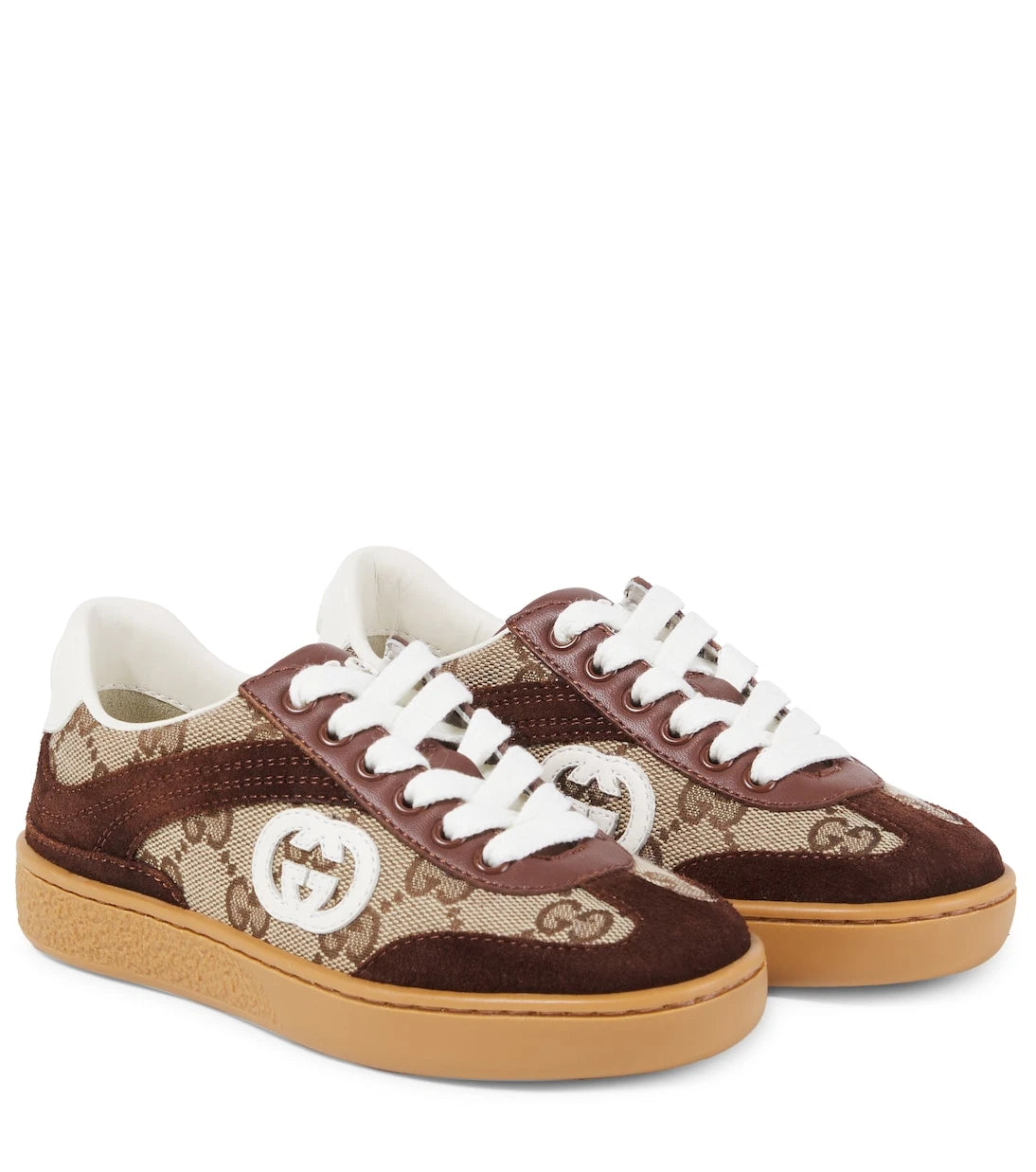 Gucci Kids - Interlocking G suede-trimmed sneakers