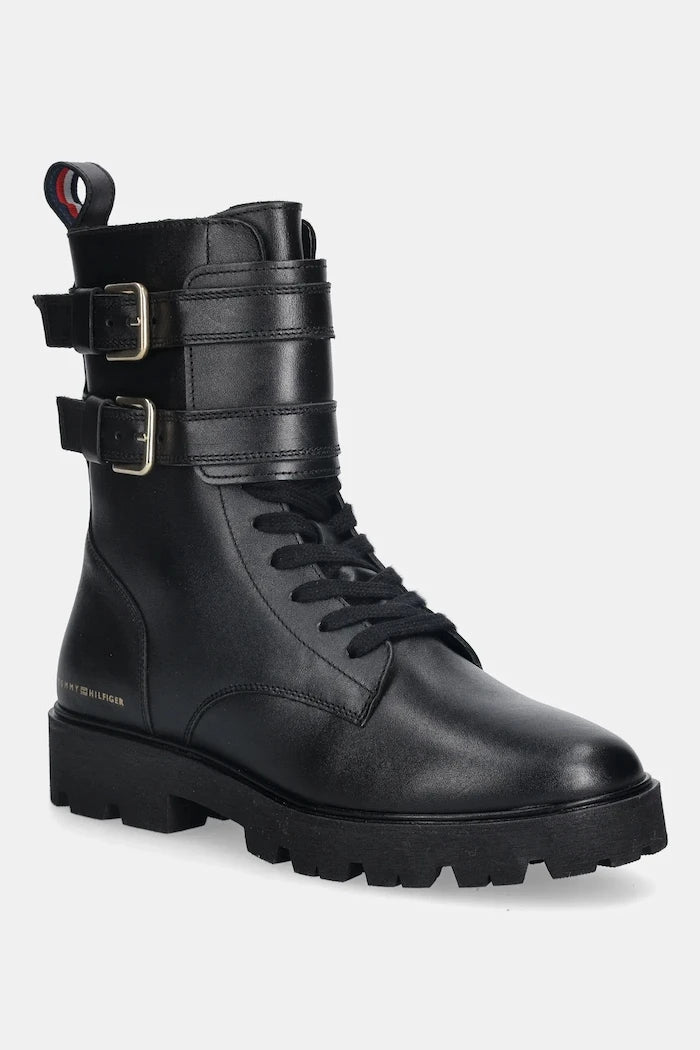 Tommy Hilfiger TH LTHR BIKER LACEUP Deri Bot