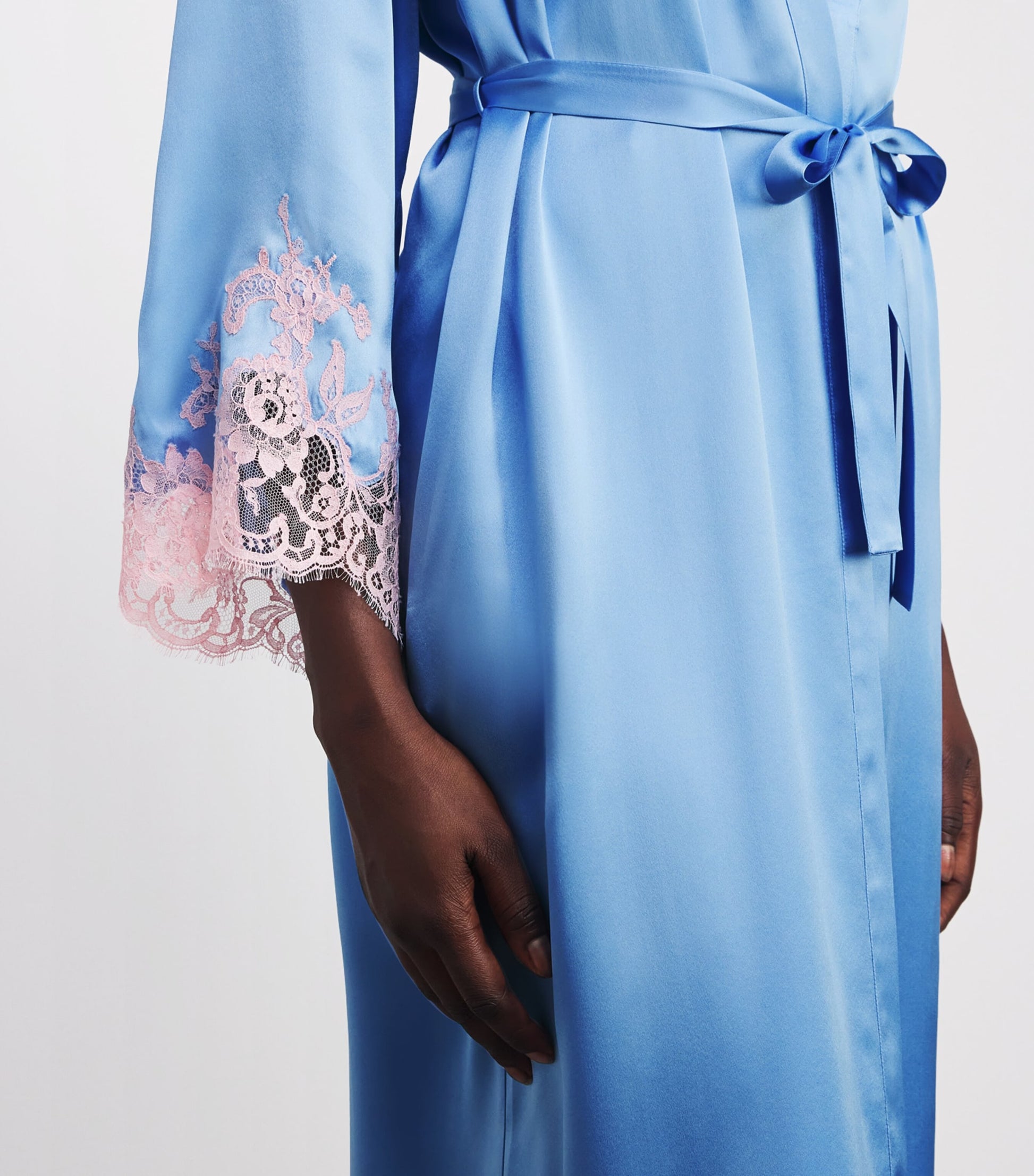 Silk Lace-Trim Bénédicte Long Robe
