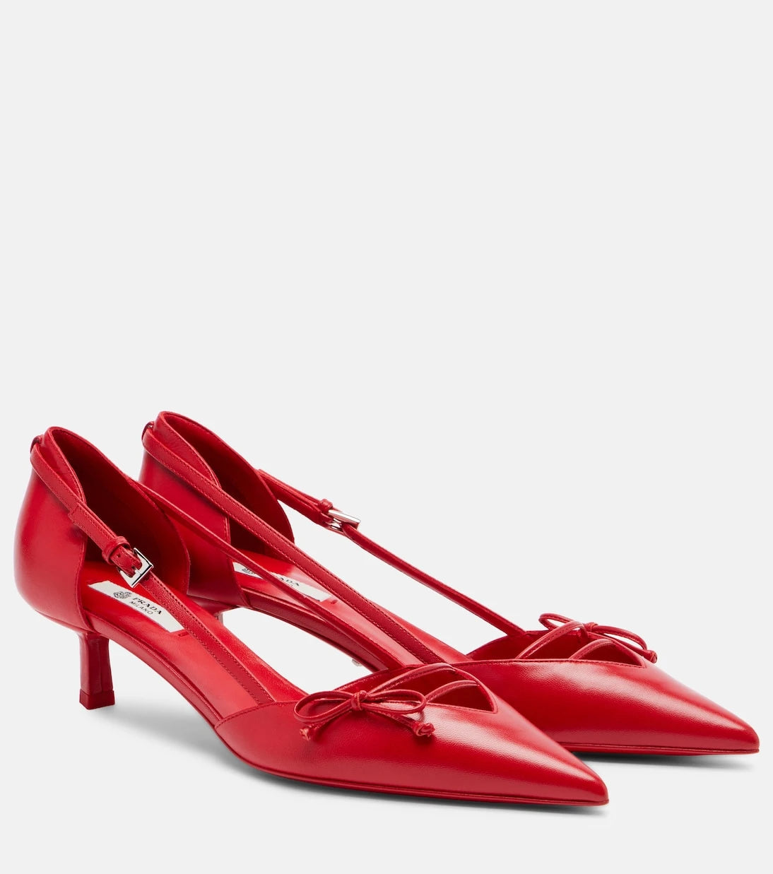 Prada - Bow-detail leather pumps
