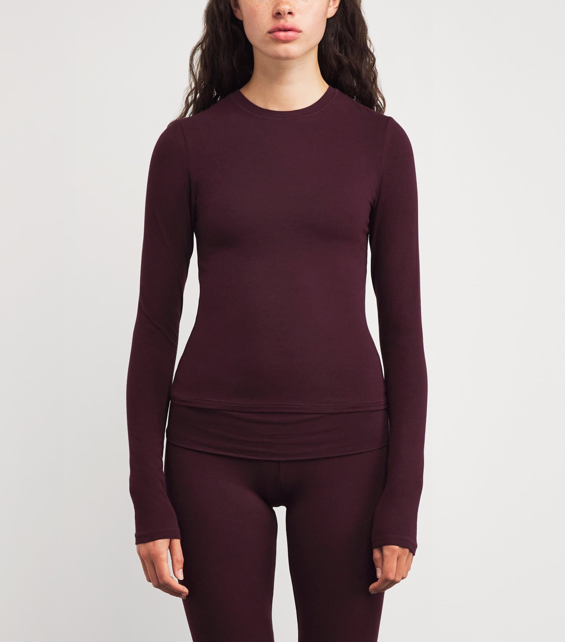 Skims Burgundy Cotton Jersey Long-Sleeve T-Shirt