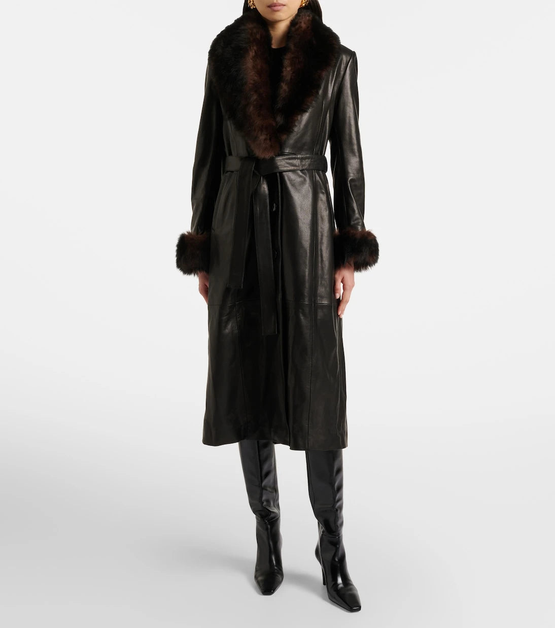 Nour Hammour - Baez shearling-trimmed leather coat