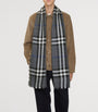 Grey Wool-Silk Reversible Check Scarf