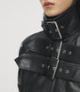 McQueen Black Leather Bomber Jacket