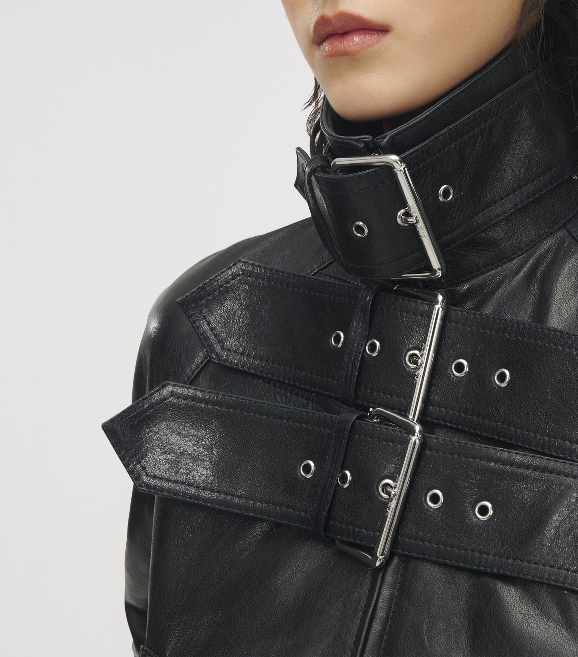 McQueen Black Leather Bomber Jacket
