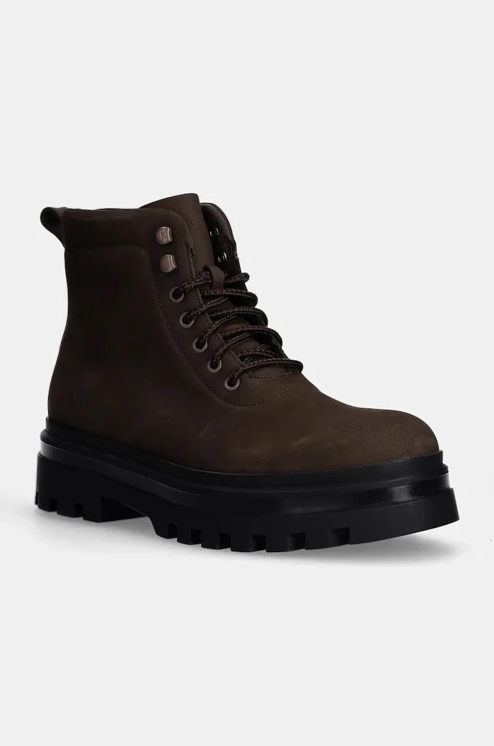 Обувки от набук Calvin Klein Jeans LUGGED LACEUP BOOT OXF HIKING NB