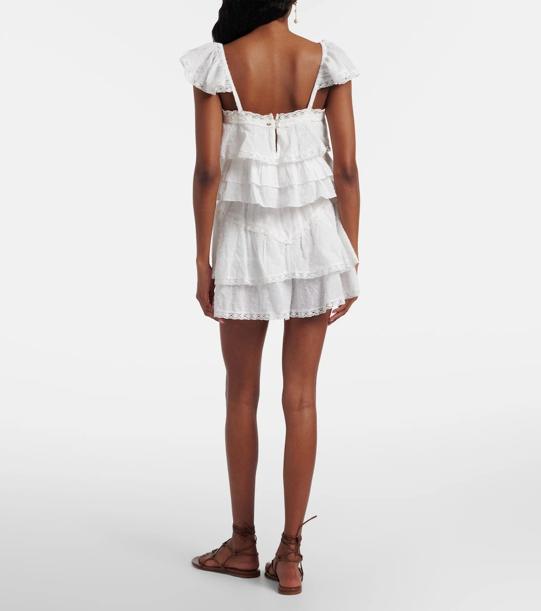 Poupette St Barth - Thia embroidered tiered cotton shorts