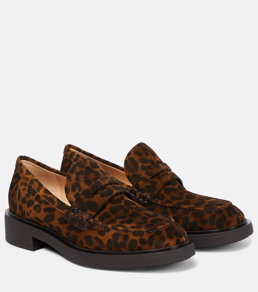 Gianvito Rossi - Harris leopar desenli süet loafer
