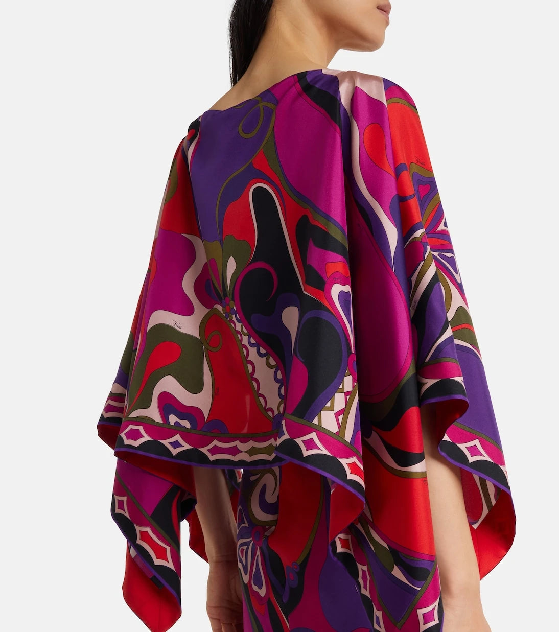 Pucci - فستان داخلي من الحرير مع كاب بتصميم الأوركيد
