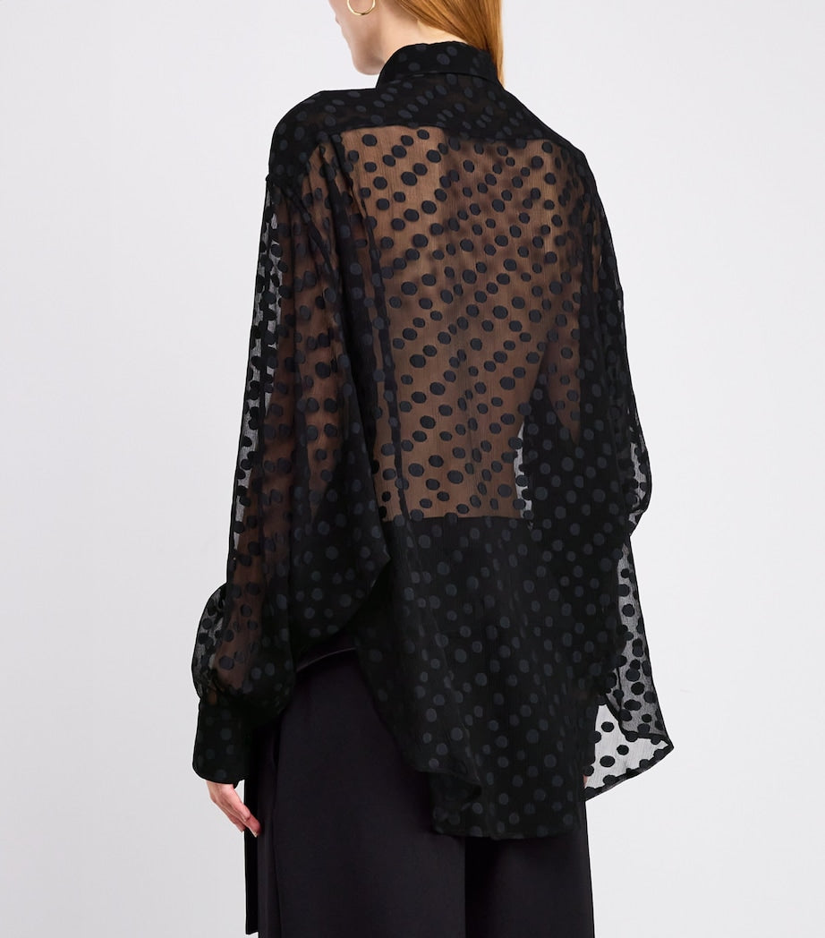 Stella McCartney Black Organic Silk-Blend Polka-Dot Blouse