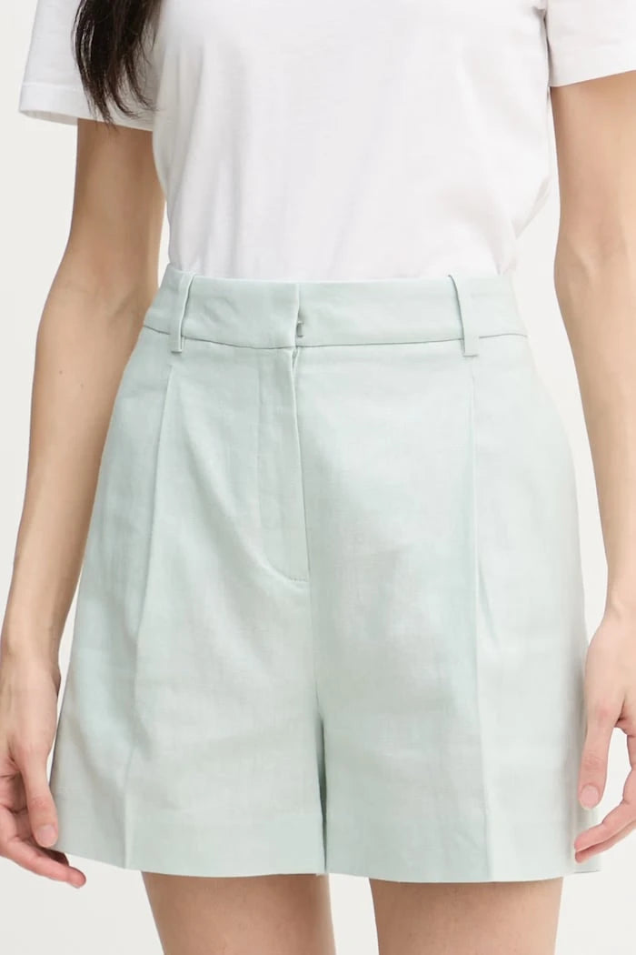 Calvin Klein Jeans kısa pantolon kadın, keten katkılı