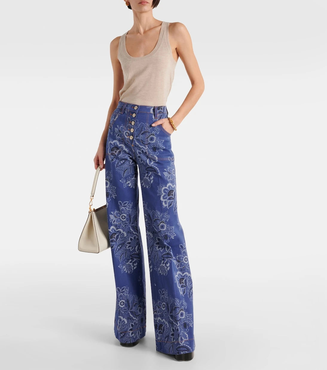 Etro - Floral high-rise flared jeans