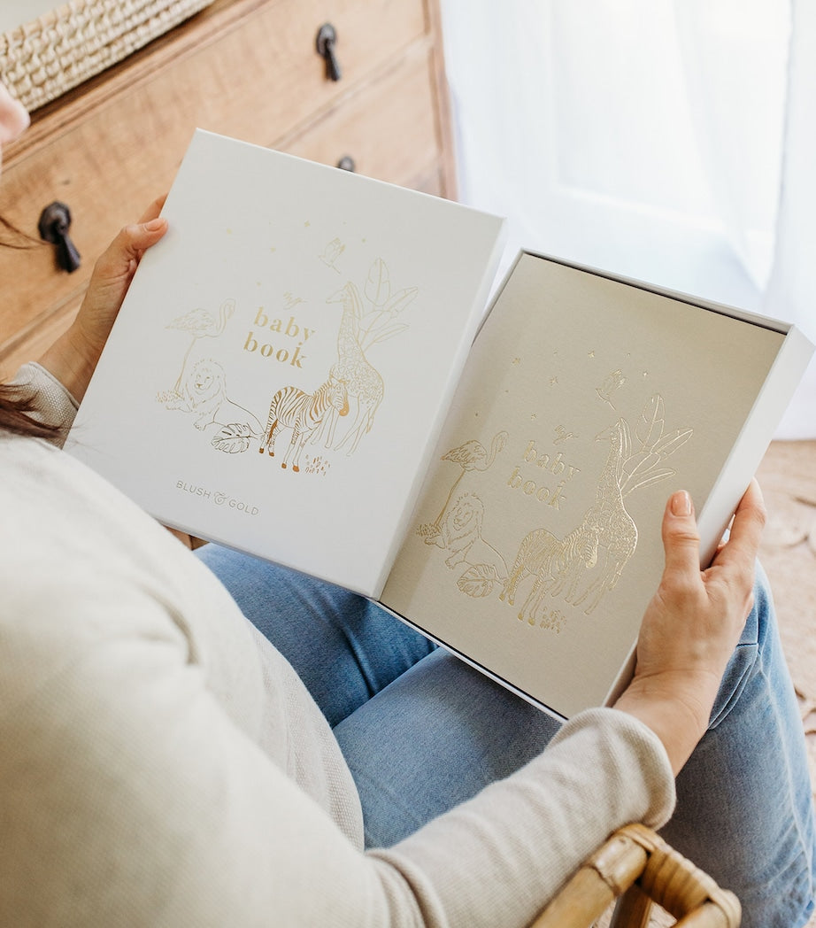Blush and Gold Safari Baby Memory Book