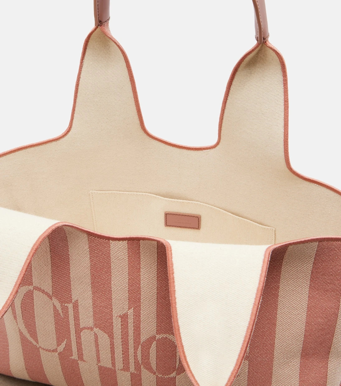 Chloé - Chloé Stripy Large logo canvas tote bag