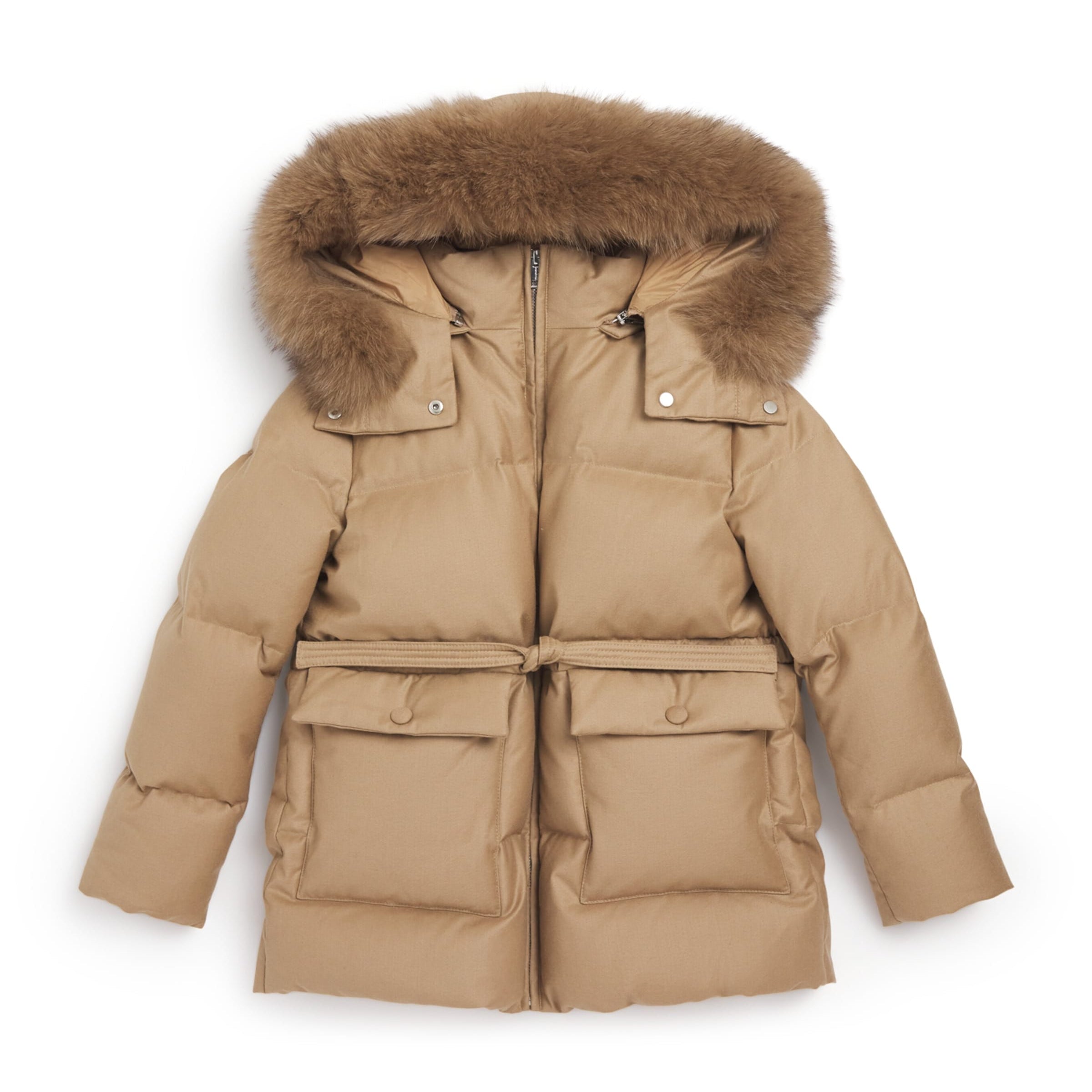 Yves Salomon Enfant Down Fox Fur-Trim Coat (6-14 Years)