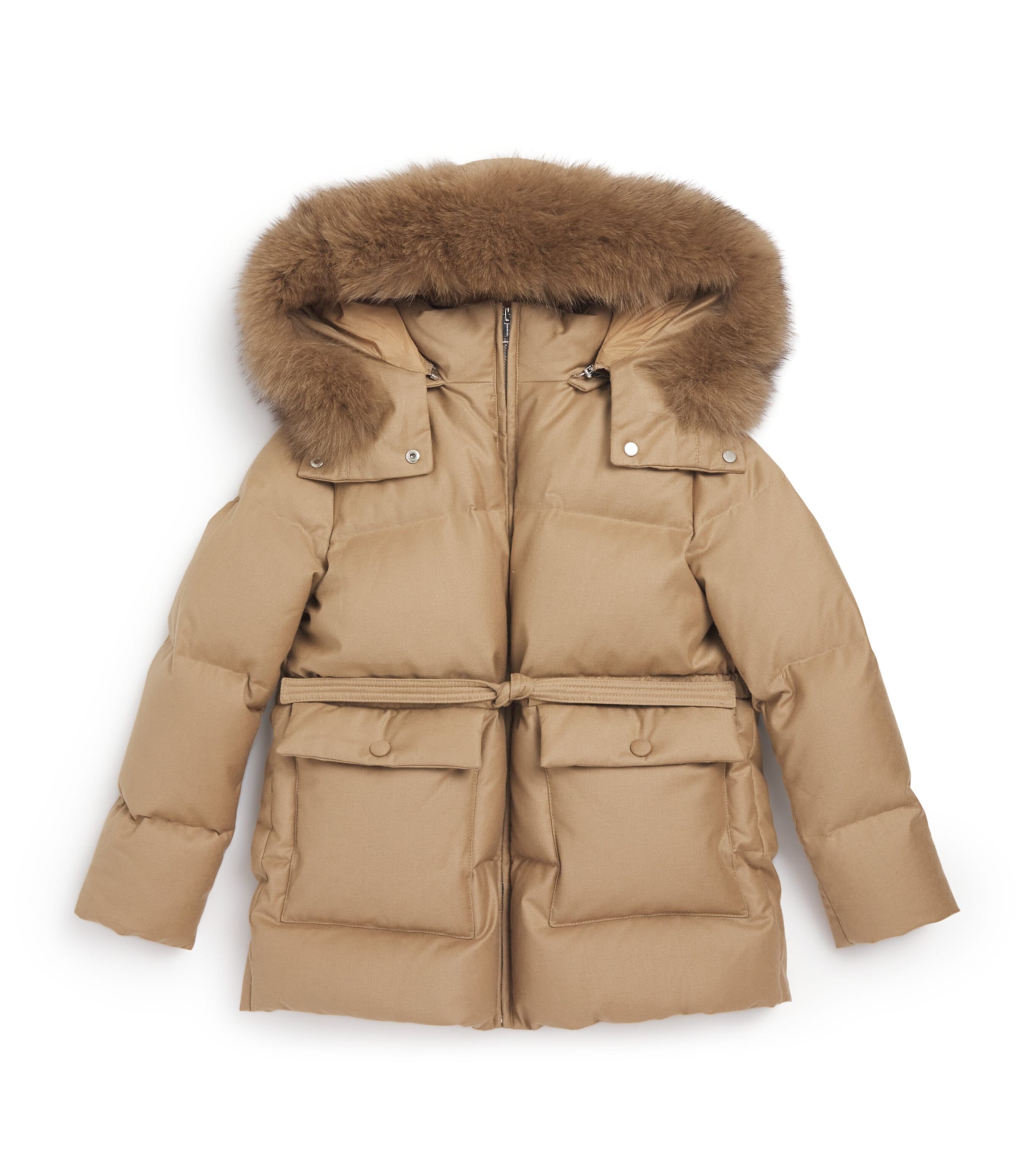 Yves Salomon Enfant Down Fox Fur-Trim Coat (6-14 Years)