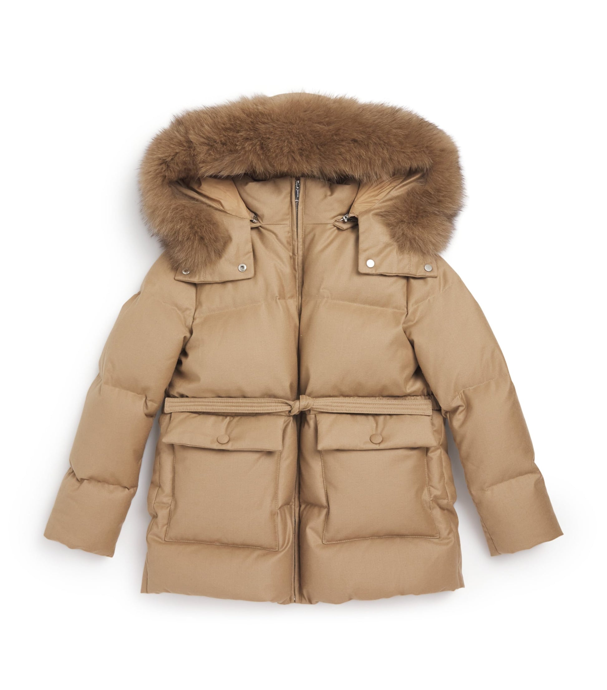 Yves Salomon Enfant Down Fox Fur-Trim Coat (6-14 Years)